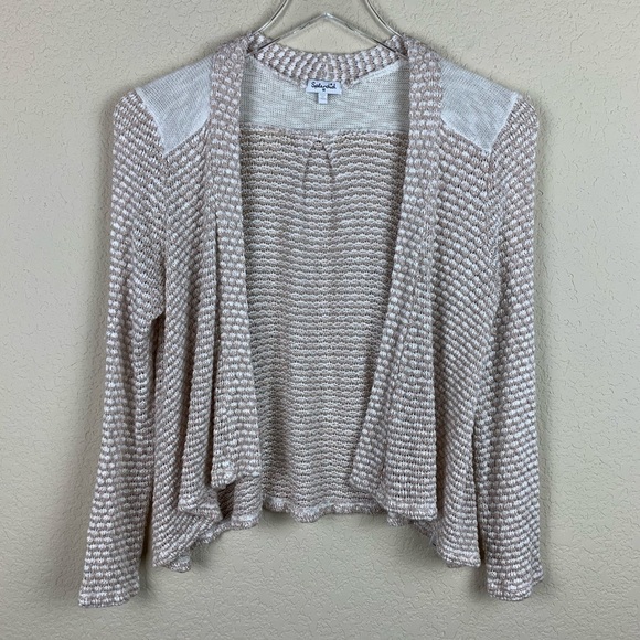 SPLENDID Cream & Tan Open Front Cardigan Kids 12 - Picture 1 of 13